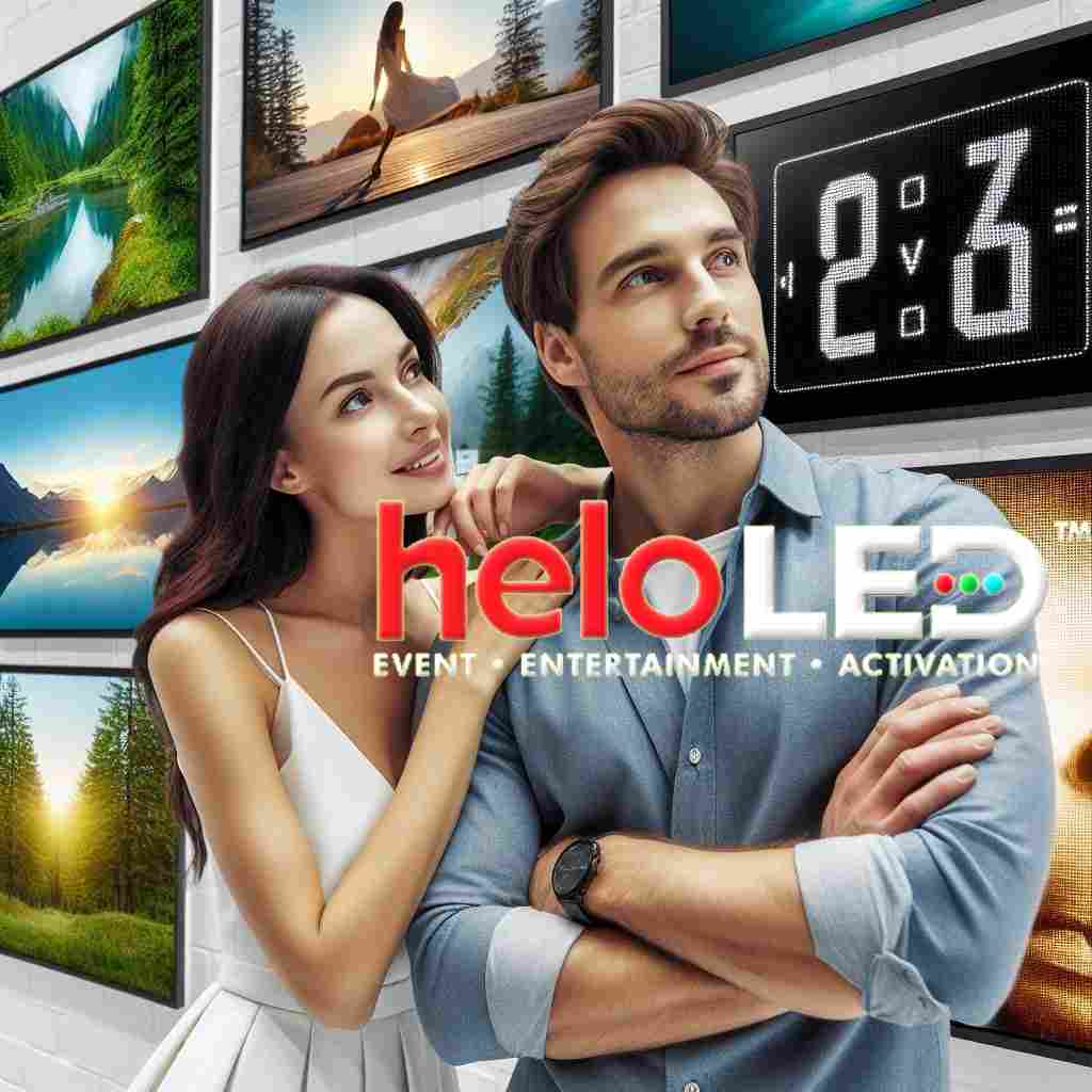 Models in the indoor LED Screen from heloled Malaysia